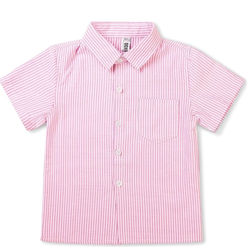 OCHENTA Little Boys' Short Sleeve Button Down Oxford Shirt